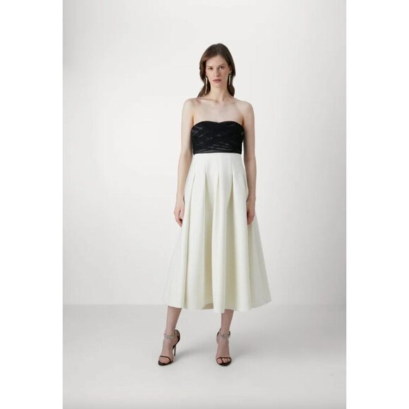 Cinq a Sept Odessa Strapless Tulle Midi Cocktail Dress Ivory/Black Womens Size 1 - Picture 14 of 14